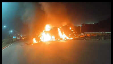 Truck goes up in flames after KMP crash, driver burns to death