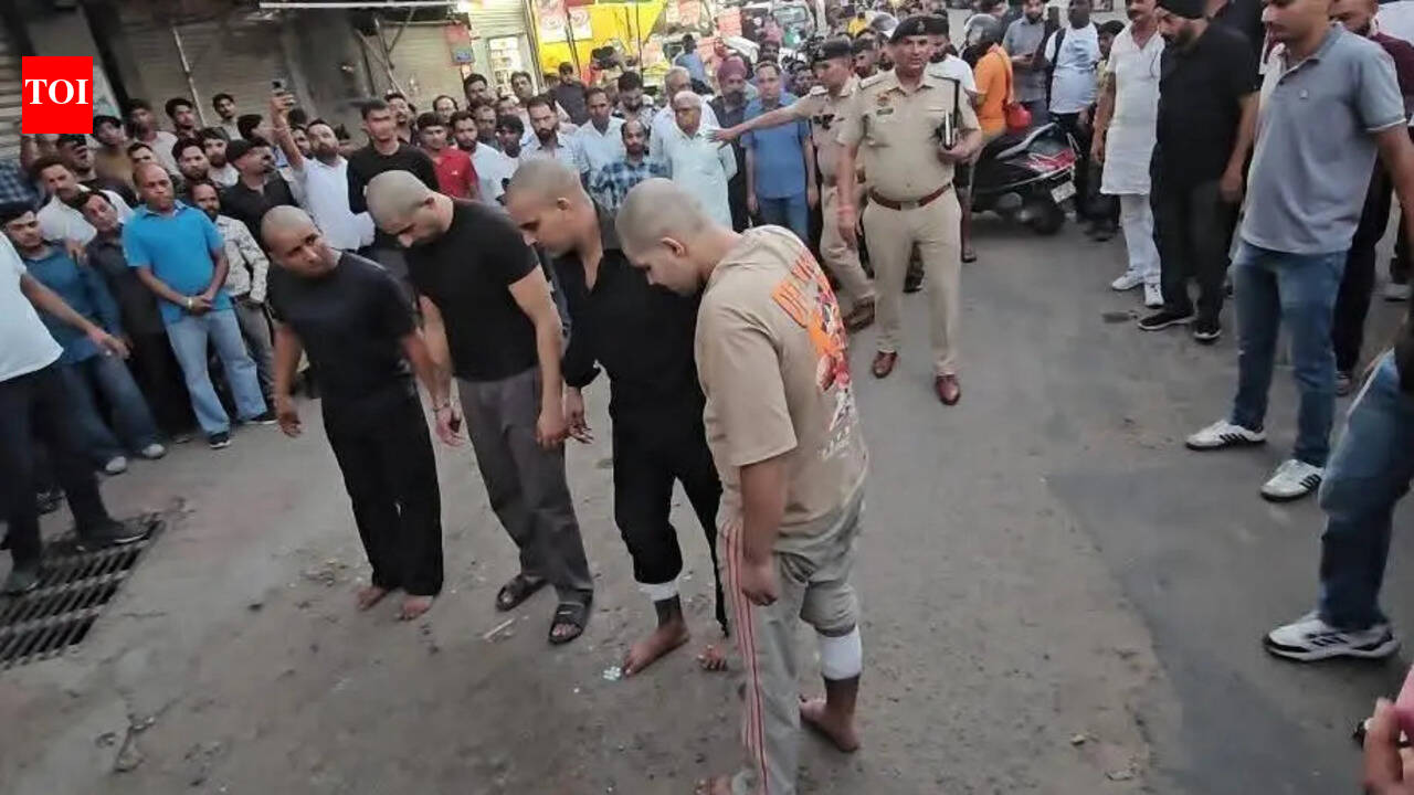 Panchkula police parade four murder accused with shaved heads through Pinjore market
