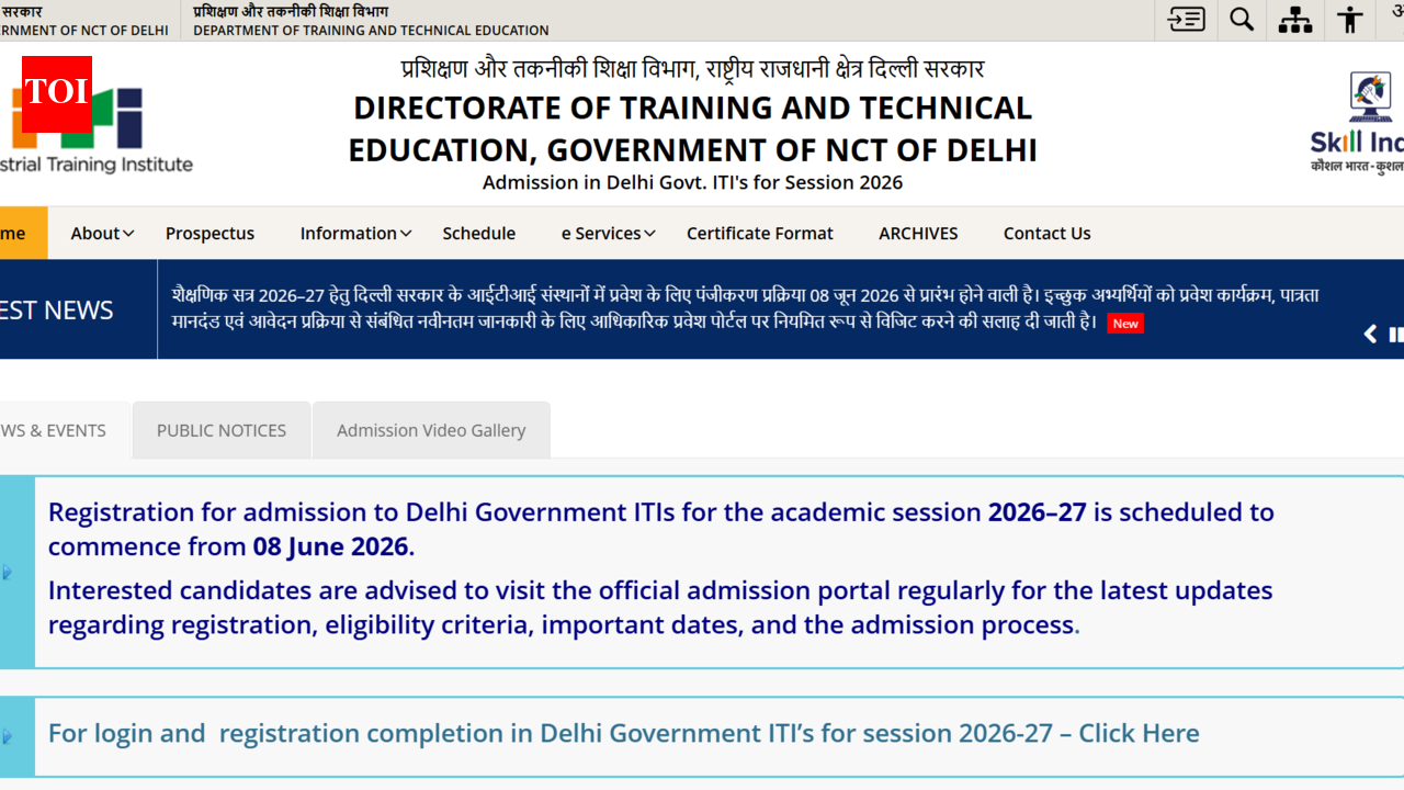 Delhi ITI admissions 2026: Registration begins tomorrow at itidelhi.admissions.nic.in, check list of required documents