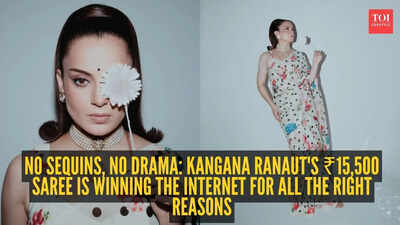 Kangana Ranaut skips bling, stuns in a ₹15,500 polka dot saree that looks straight out of a vintage Bollywood film