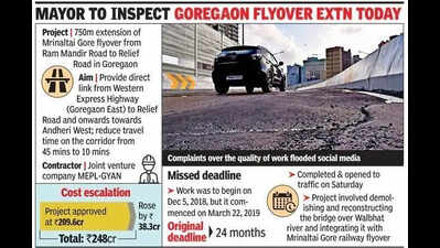Motorists say Mrinaltai Gore flyover extension in Goregaon ‘uneven’, BMC says not a defect