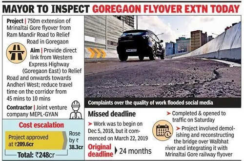 Motorists say Mrinaltai Gore flyover extension in Goregaon &lsquo;uneven&rsquo;, BMC says not a defect