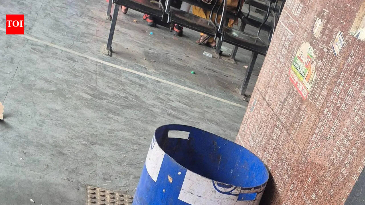 Braille signs lead commuters to locked washroom doors, decay at Ludhiana’s Inter State Bus Terminal.