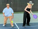 Angelina and Pax play Pickleball; Shiloh turns cheerleader - WATCH