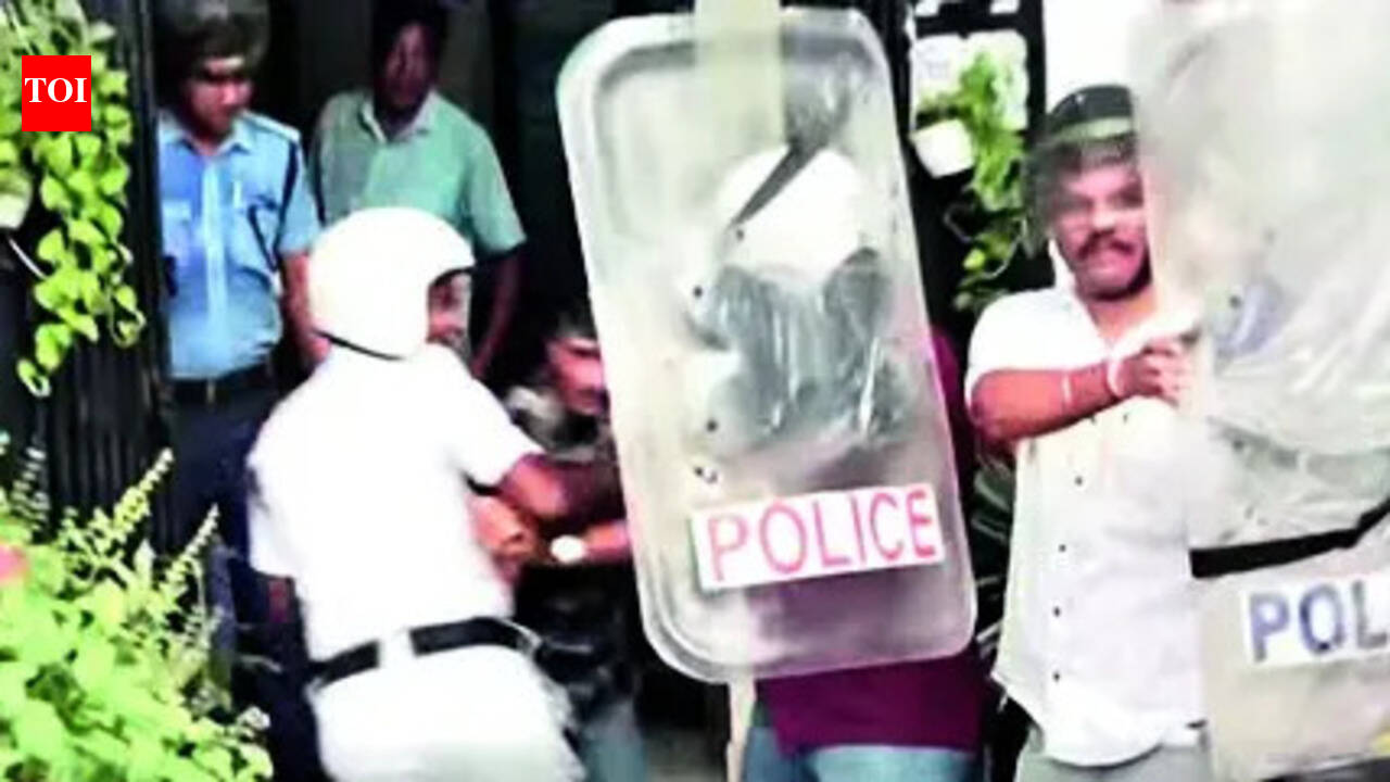 Police bring out fibreglass shield to guard against 'dim-ocracy'