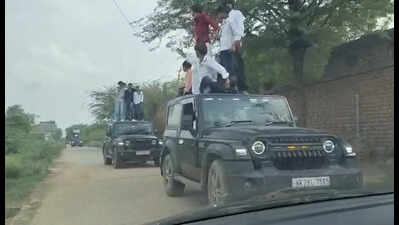 Groom held, FIR against four SUV drivers as guests ride on car roofs in Nuh