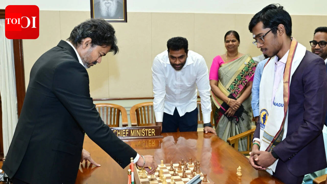 Vijay honours chess champion: CM felicitates Praggnanandhaa with Rs 50 lakh