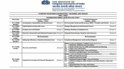 ICSI CS December 2026 Schedule Out: Exams to begin from December 21- Check dates