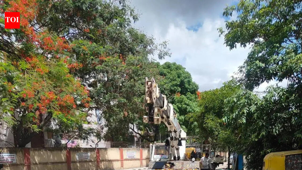 Pole on newly-resurfaced Prof UR Rao Road in Bengaluru relocated after public outrage