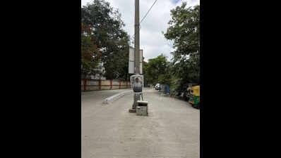 Pole on newly-resurfaced Prof UR Rao Road in Bengaluru relocated after public outrage