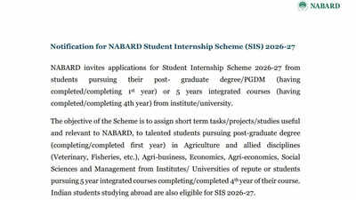 NABARD Internship 2026: Stipend up to Rs 20,000 per month- how to apply