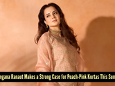 Kangana Ranaut skips the fashion noise in this peach-pink kurta set