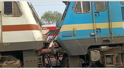 Moving train comes in contact with stationary train, raises malfunction concern