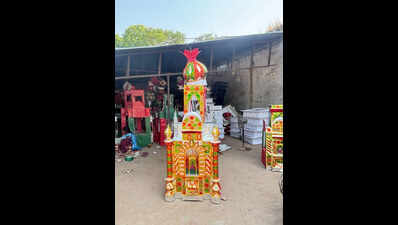 Artisans from Bahraich readying 22-foot Shahi Zari for first Muharram procession on June 16