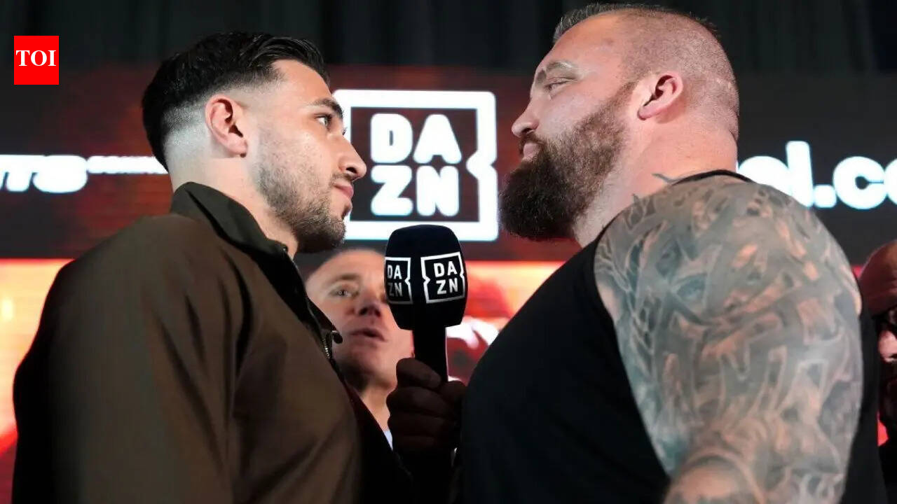 Tommy Fury and Eddie Hall turn boxing face-off into a bodybuilding show ahead of DAZN fight