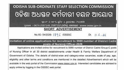 OSSSC Nursing Officer Recruitment 2026: 5,989 vacancies announced- Here's how to apply