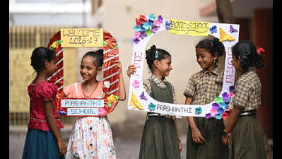 Govt schools in AP hold welcome programme for students to make first day memorable