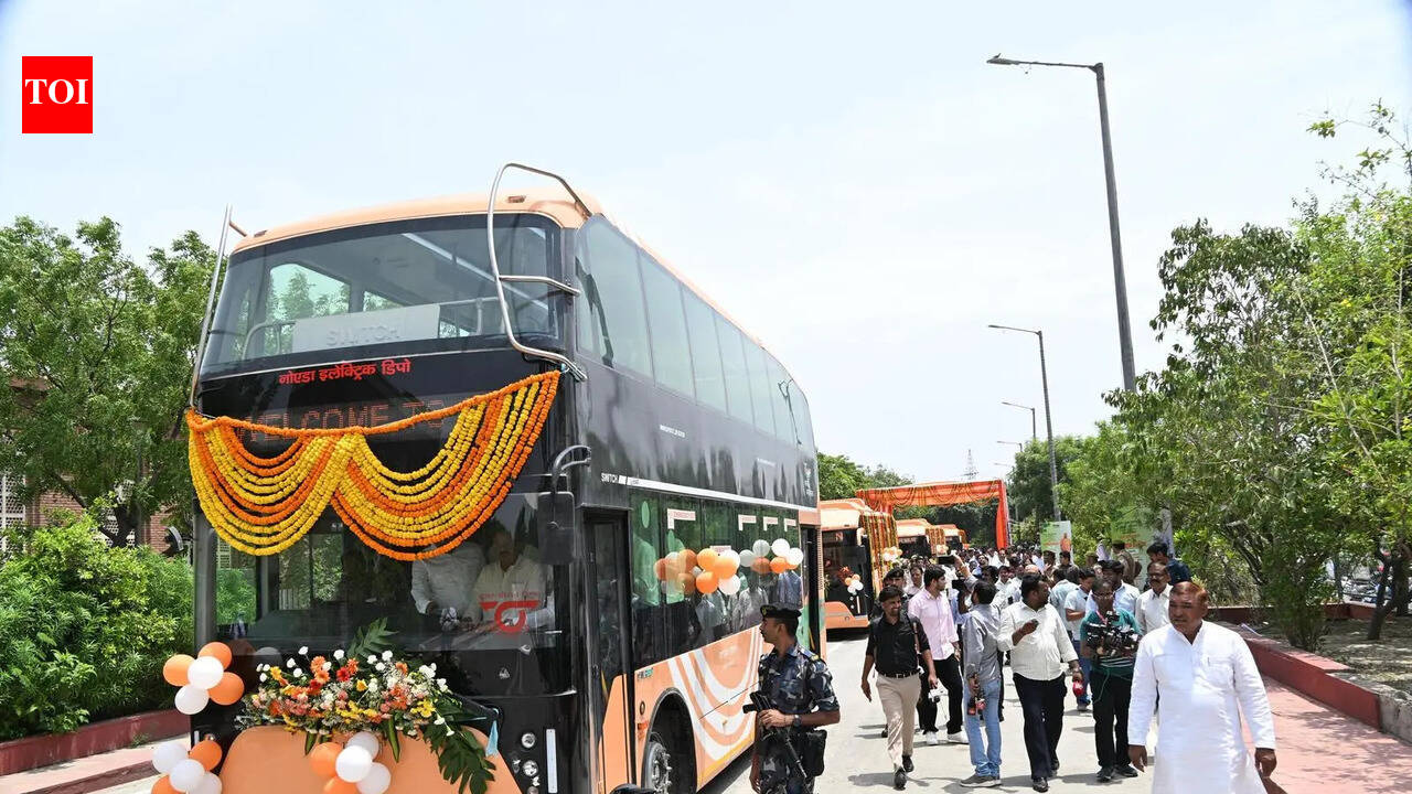 CM Yogi Adityanath flags off 45 electric buses ahead of Noida airport launch