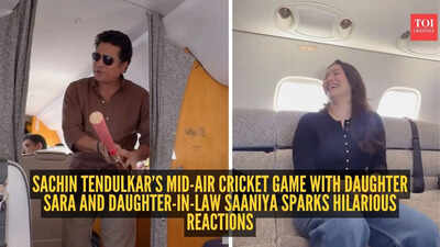 ‘Altitude jo bhi ho, attitude change nahi hona chahiye’: Sachin Tendulkar’s mid-air cricket game with daughter Sara and daughter-in-law Saaniya sparks hilarious reactions