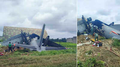 IAF AN-32 aircraft crashes while landing at Jorhat airbase in Assam