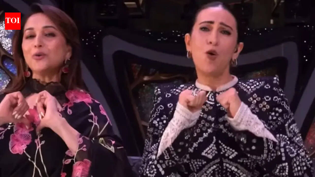 Madhuri Dixit and Karisma Kapoor recreate iconic 'Le Gayi' hook step, leaving fans filled with nostalgia