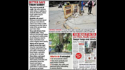 Hanging cable & shattered ankle: Bengaluru woman hurt as OFC snags scooter