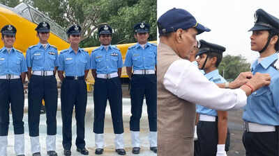 First batch of 5 women NDA entrants commissioned into IAF; Rajnath says growing presence of Nari Shakti will strengthen air force
