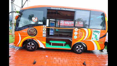 Bus-shaped shelter turns heads in Gurupur