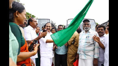Chief minister V D Satheesan flags off four KSRTC buses on Aluva-North Paravoor route
