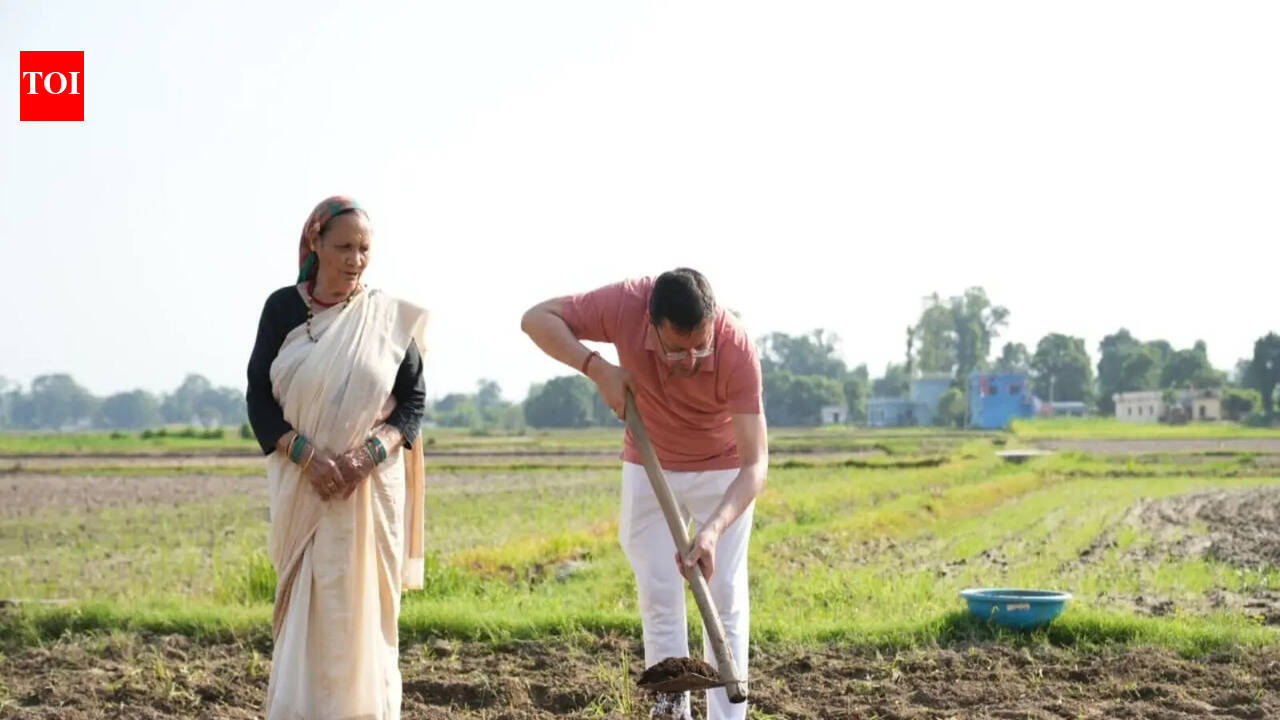 Uttarakhand CM Dhami promotes organic farming, ploughs field at private residence in Khatima