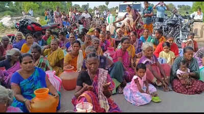Residents hold road blockade seeking closure of stone quarry near Melur