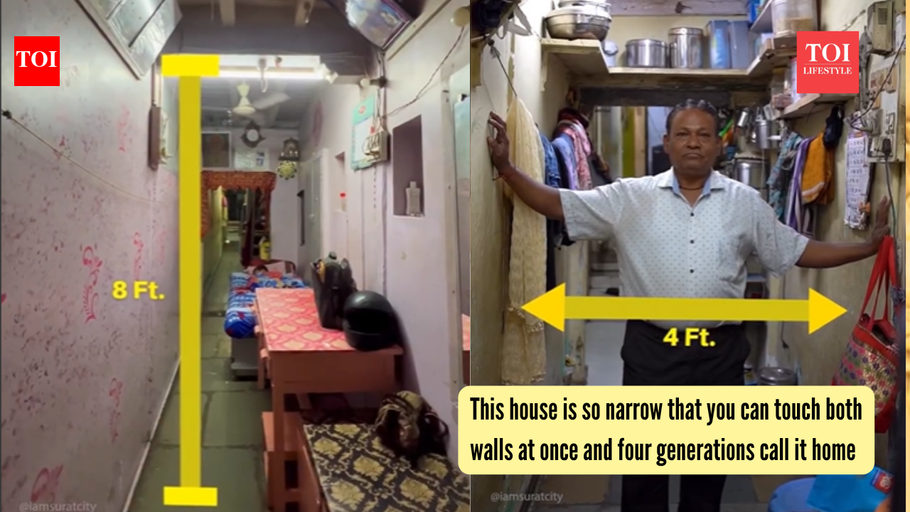This house is so narrow that you can touch both walls at once and four generations call it home