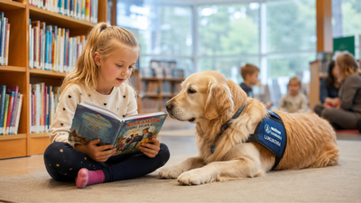  Children read to dogs and cows to build confidence without fear of judgment