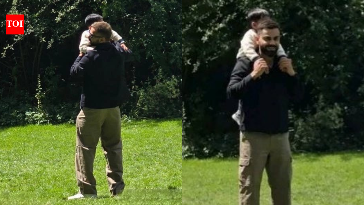 Virat Kohli spotted giving Akaay a piggyback ride during secret family outing