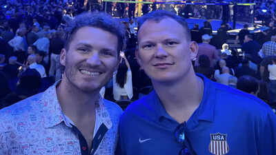 Florida Panthers NHL star Matthew Tkachuk and Ottawa Senators captain Brady Tkachuk attend UFC Freedom 250