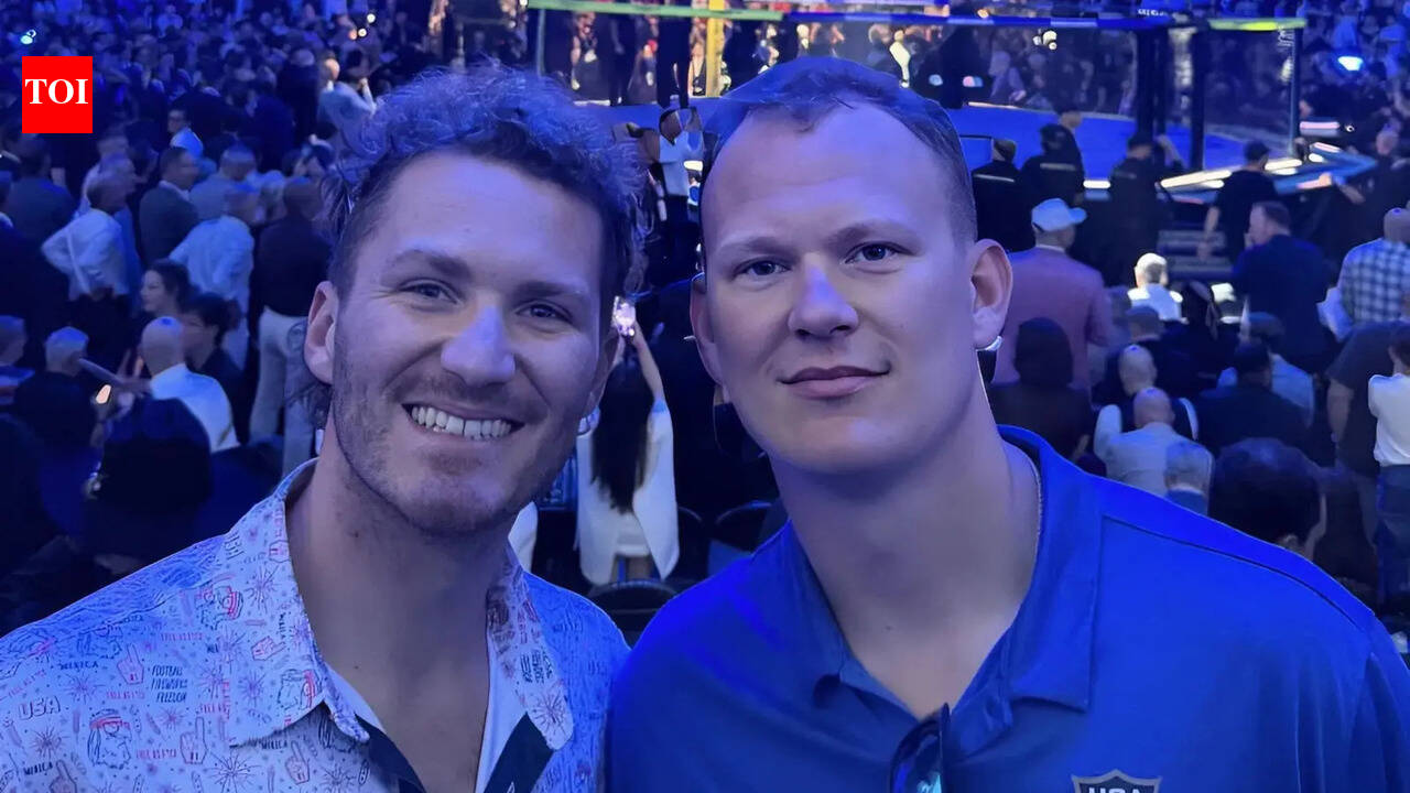 Florida Panthers NHL star Matthew Tkachuk and Ottawa Senators captain Brady Tkachuk attend UFC Freedom 250