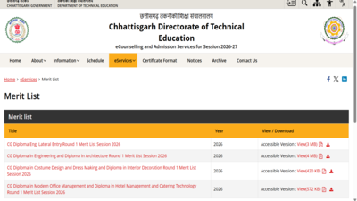CG PPT 2026 round 1 merit list released at cgdte.admissions.nic.in; 3,913 candidates qualify: Direct link to download here