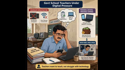 Teachers in govt schoolsbuckle under digital load