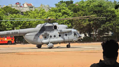 Military helicopter drill in Tirunelveli for NEET re-exam security