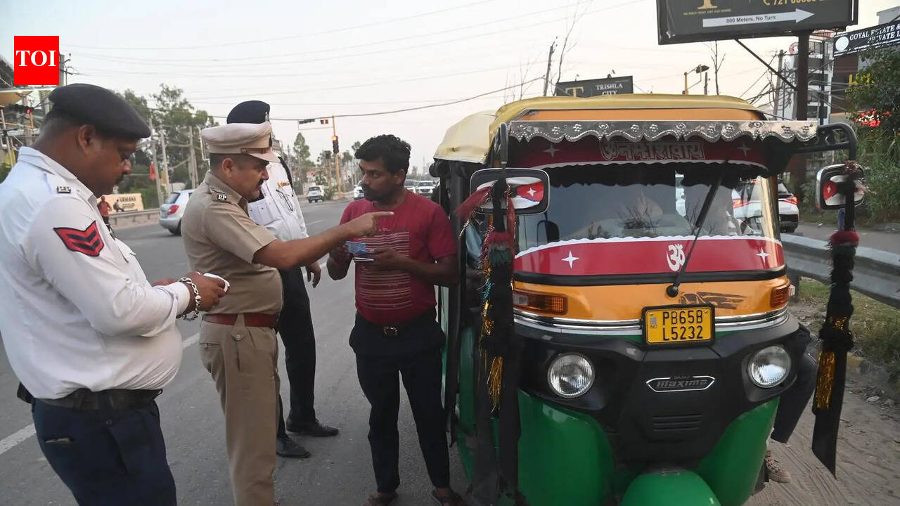 Zirakpur police cracks down on wrong-side driving, overloaded autos; 44 challaned