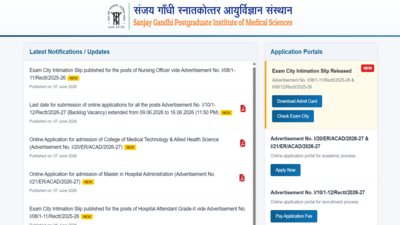 SGPGI Nursing Officer admit card 2026 released at sgpgims.org.in: Direct link to download hall tickets here