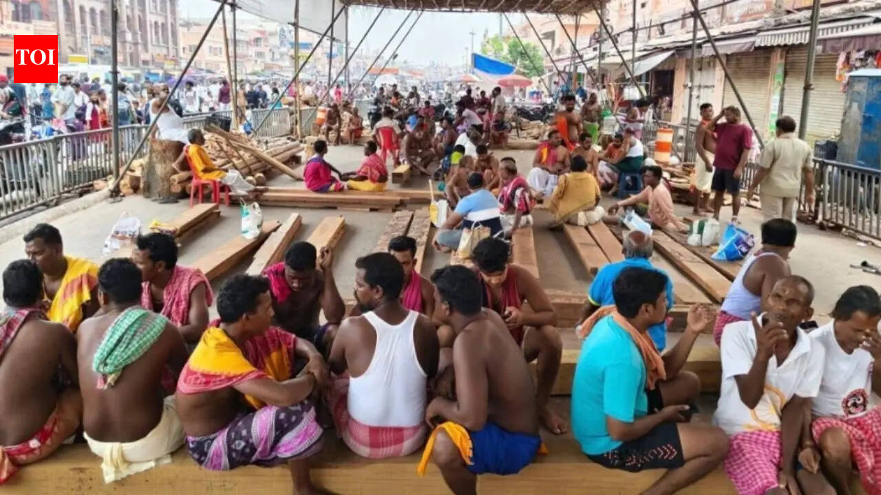 Month before Rath Yatra, work on Puri’s grand chariots grinds to a halt