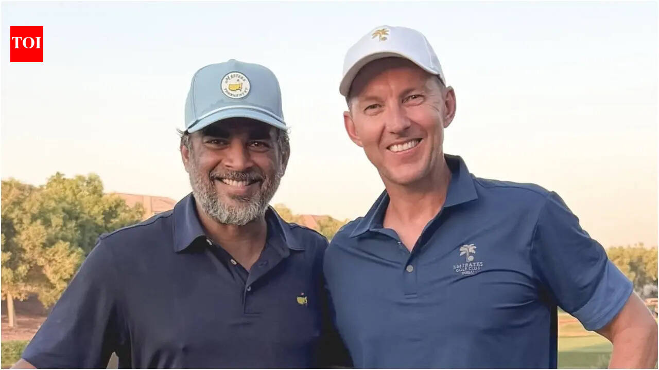 Brett Lee meets R Madhavan for a round of golf, praises his ‘decent swing’