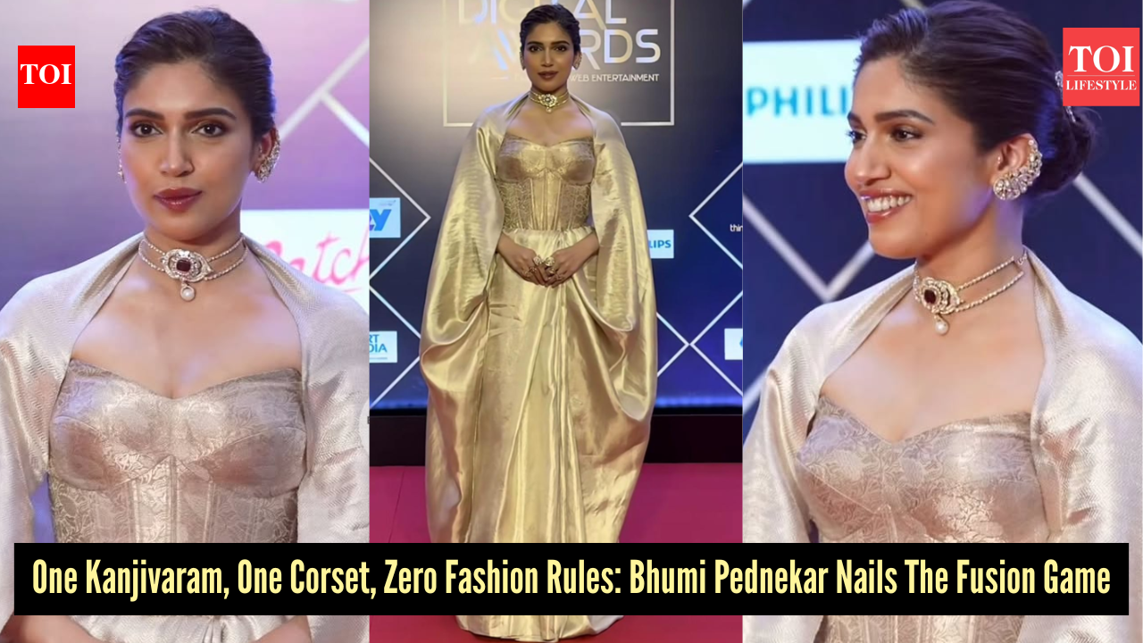 Bhumi Pednekar’s golden Kanjeevaram corset look is for those who don’t do fashion halfway