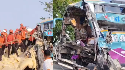 8 killed, 26 injured after bus rams into stationary truck in Gujarat’s Vadodara