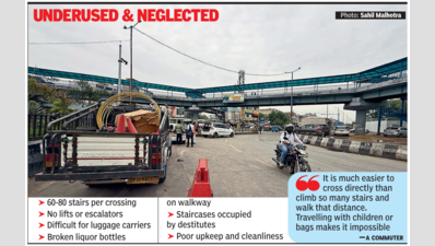 Design flaws, lack of lifts: What leaves Gurgaon’s Mahavir Chowk skywalk largely empty