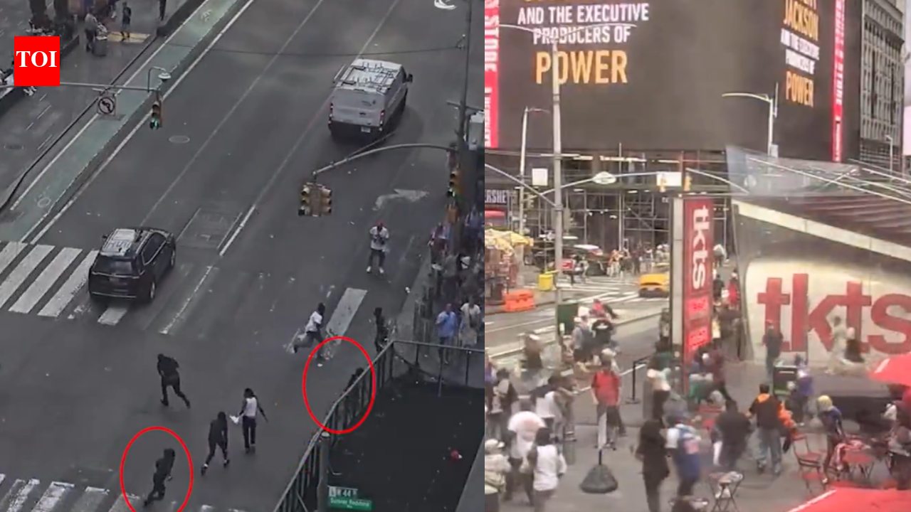Watch: Crowds scatter as shots ring out in New York's Times Square