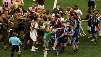 Watch: Ugly scene after final whistle as Canada and Qatar players clash on field at FIFA World Cup 2026