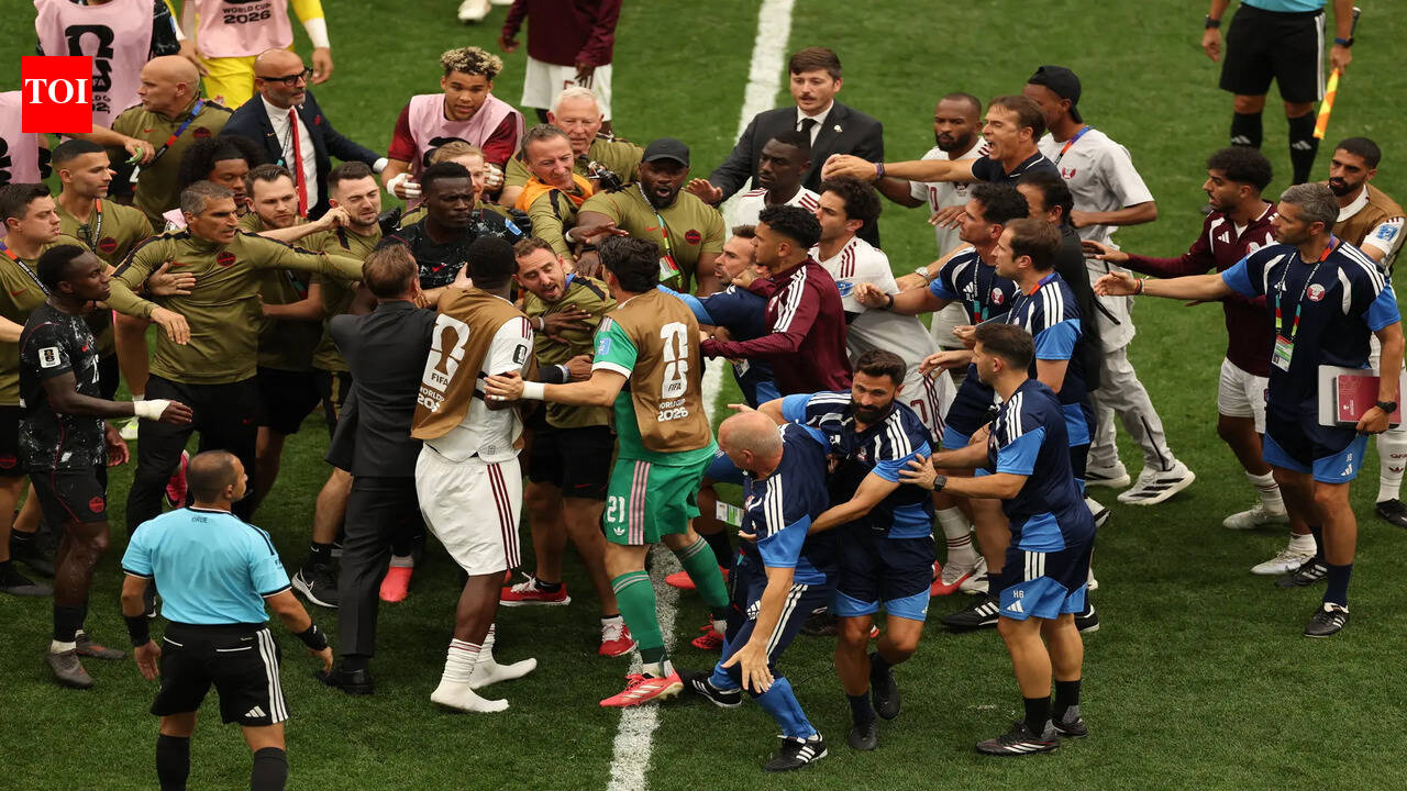 Watch: Ugly scene after final whistle as Canada and Qatar players clash on  field at FIFA World Cup 2026 | Football News - The Times of India