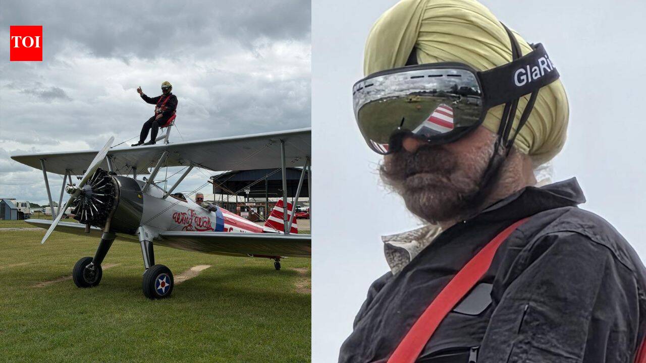 Jalandhar-born Arvinder Bahal, first Sikh space traveller, performs wing walking 600 feet above ground